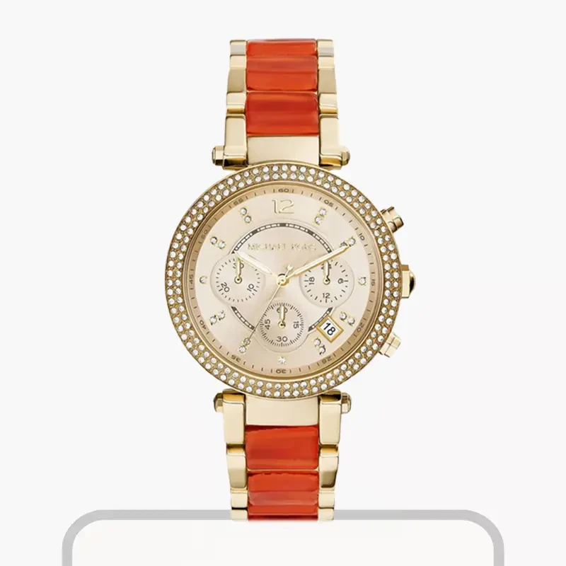 Michael Kors Parker Gold & Orange Combination Ladies Watch- MK6139